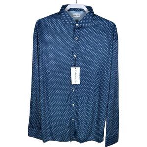 Collars & Co Polo Shirt Mens Large Blue Los Cabos Star Quattro Dress Collar NWT